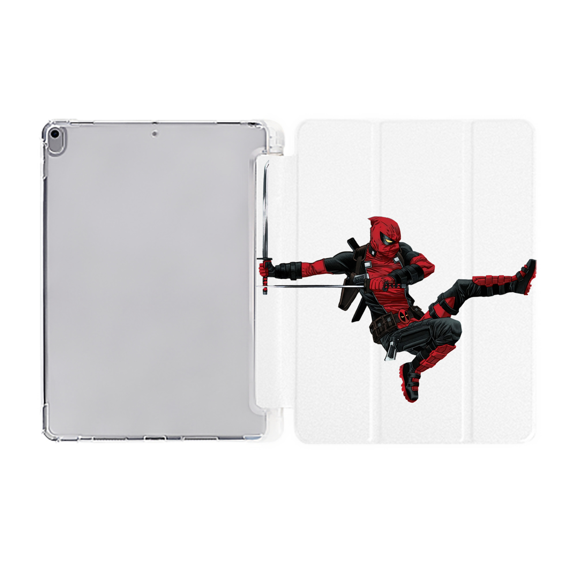 （画像用） Deadpool デッドプール IPad ケース ペン収納付き 三つ折りスタンド PUレザー×シリコン 対応機種9.5/10.5/10.9インチ